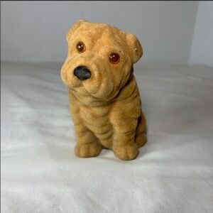 Vintage Flocked Shar Pei Dog Coin Bank MR. WRINKLES with stopper Piggy Bank
